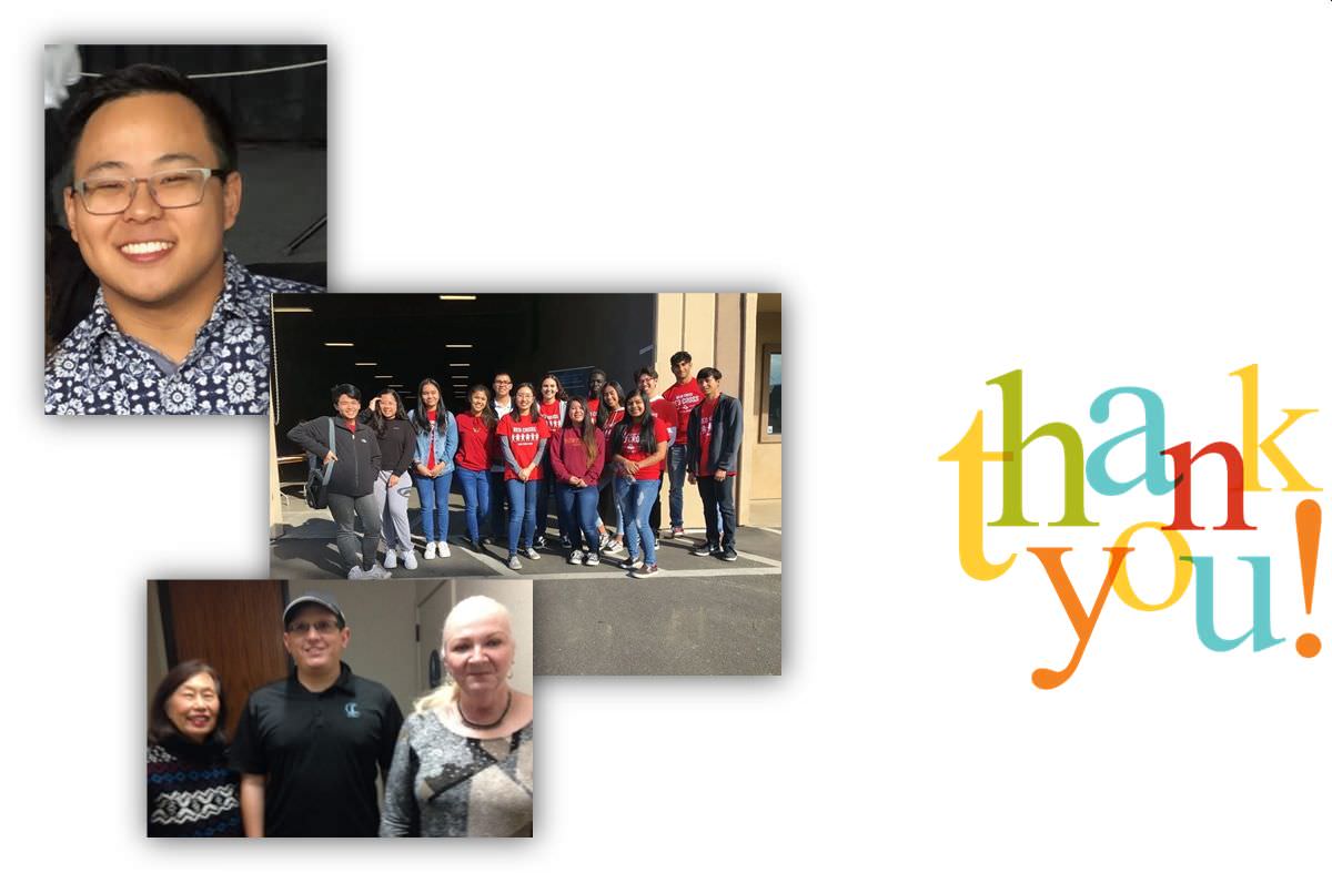 Text: Thank you! Image: Collage of Volunteers 